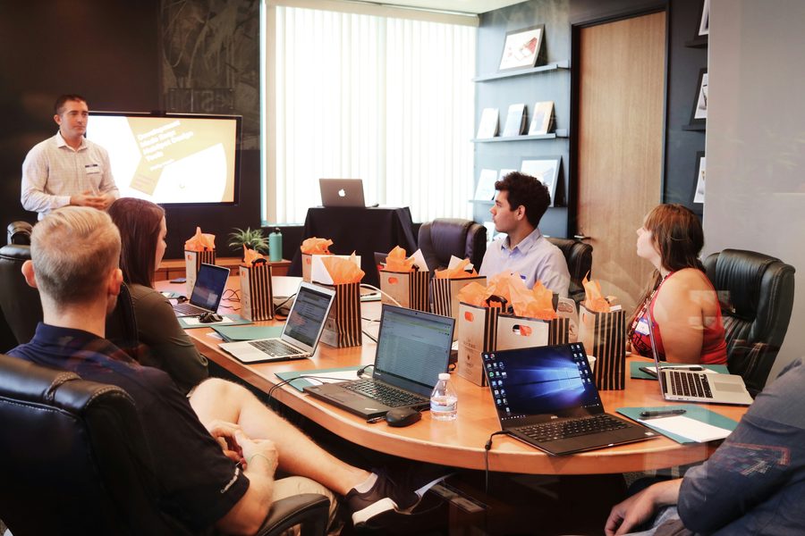 Board meeting in session